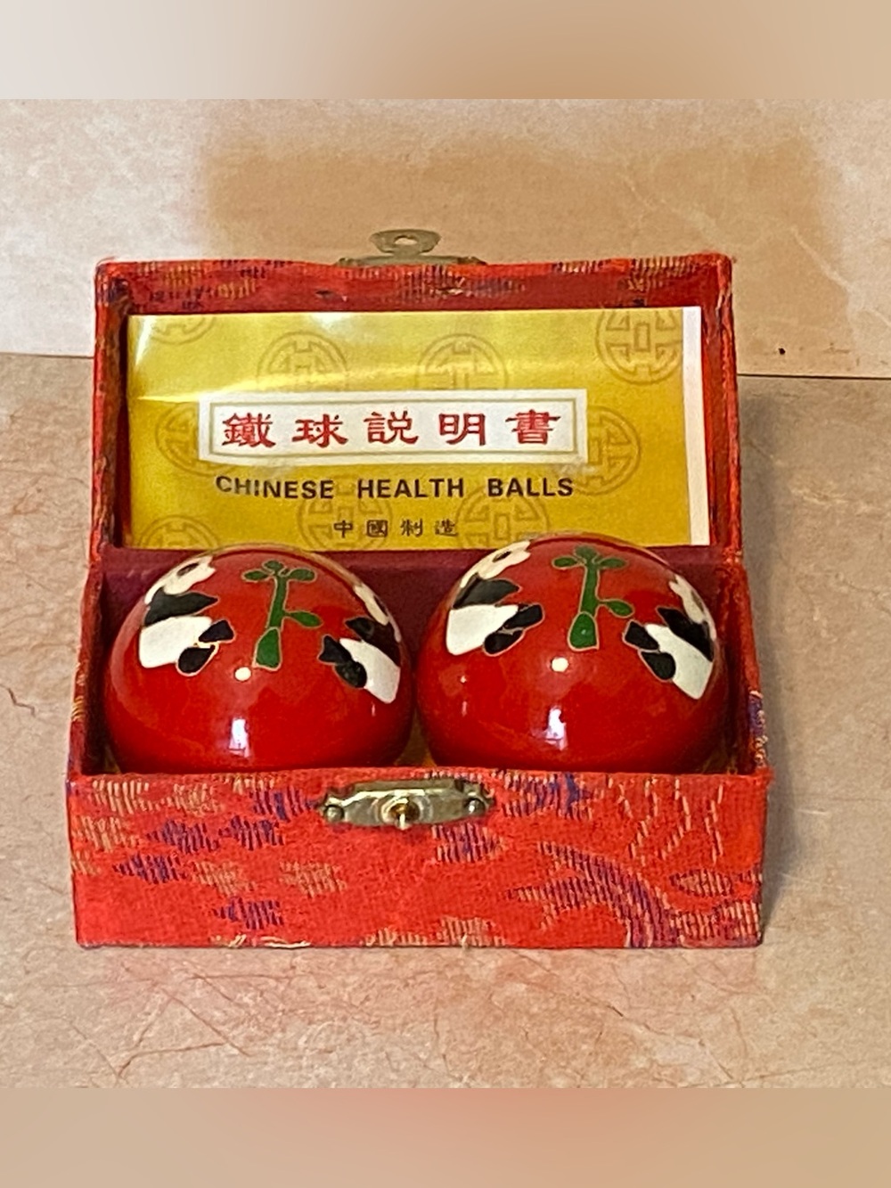 Panda Design 1.5” Chinese Baoding cloisonné chime Balls inside meditation